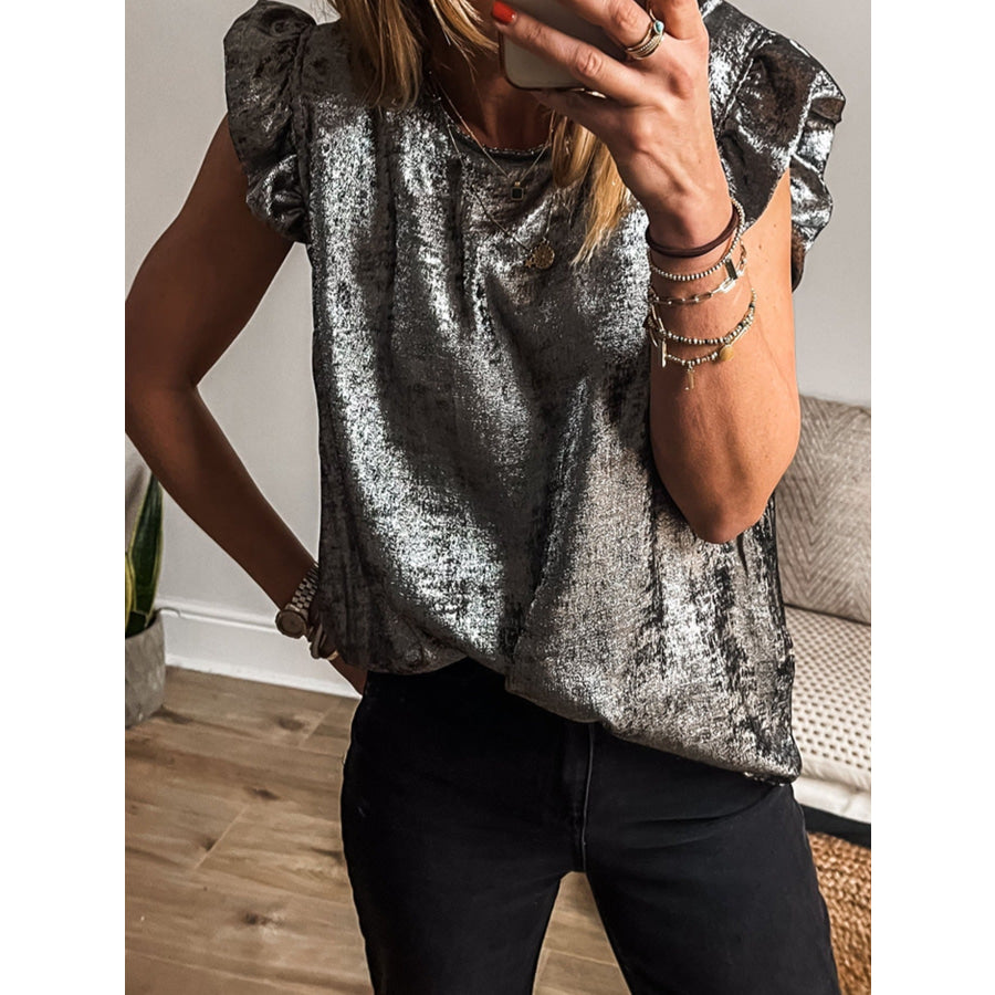 Ruffled Round Neck Tank Apparel and Accessories