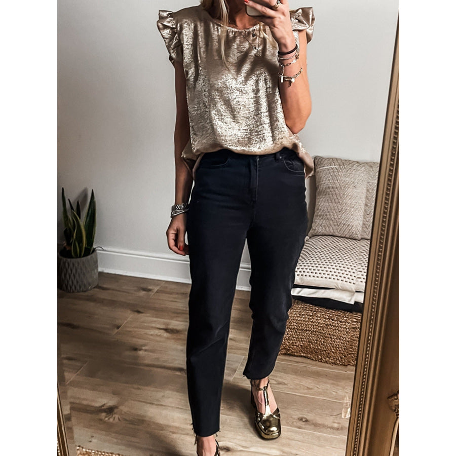 Ruffled Round Neck Tank Apparel and Accessories
