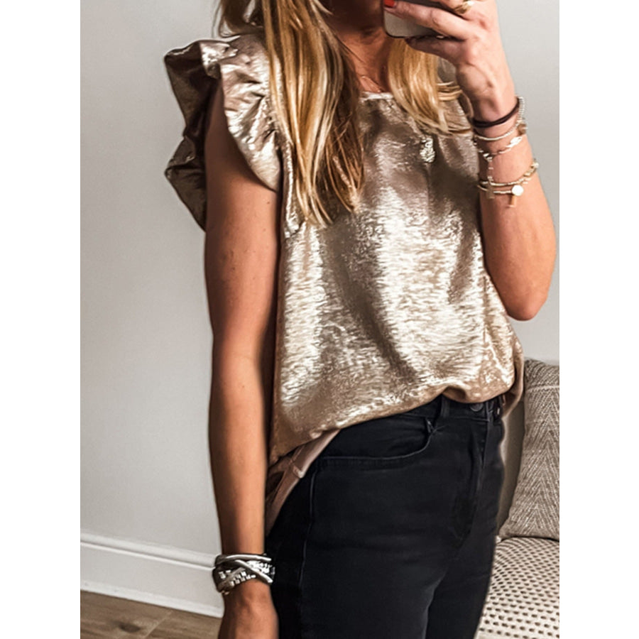 Ruffled Round Neck Tank Apparel and Accessories
