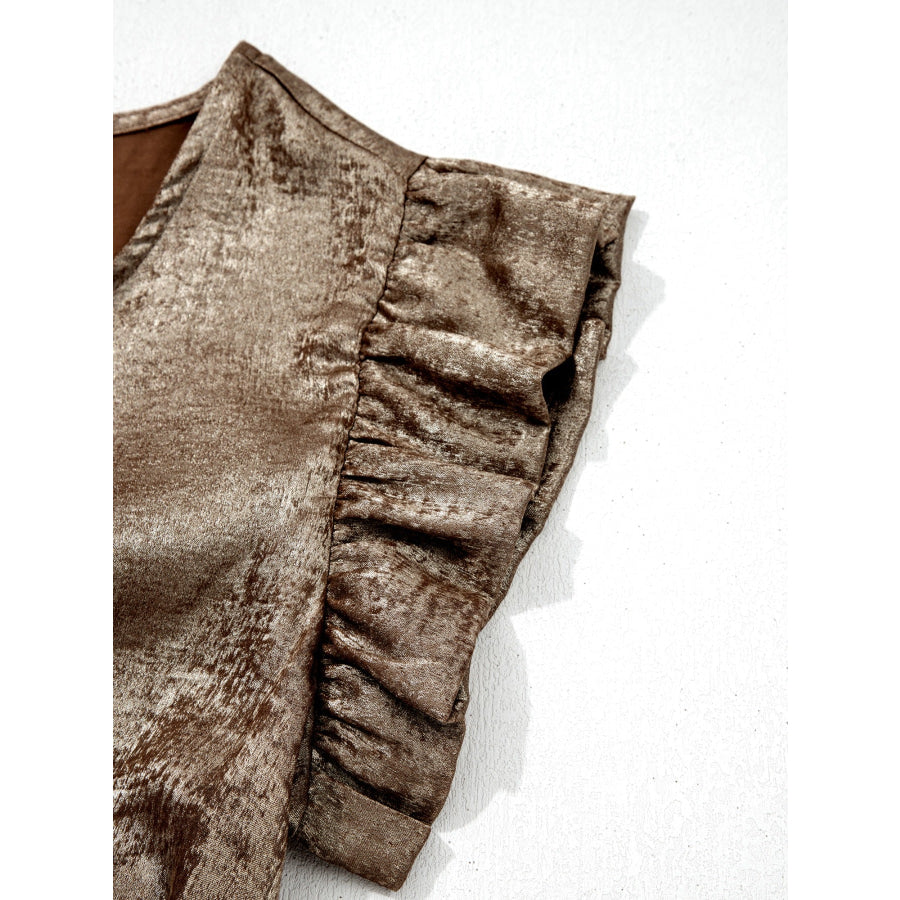 Ruffled Round Neck Tank Apparel and Accessories