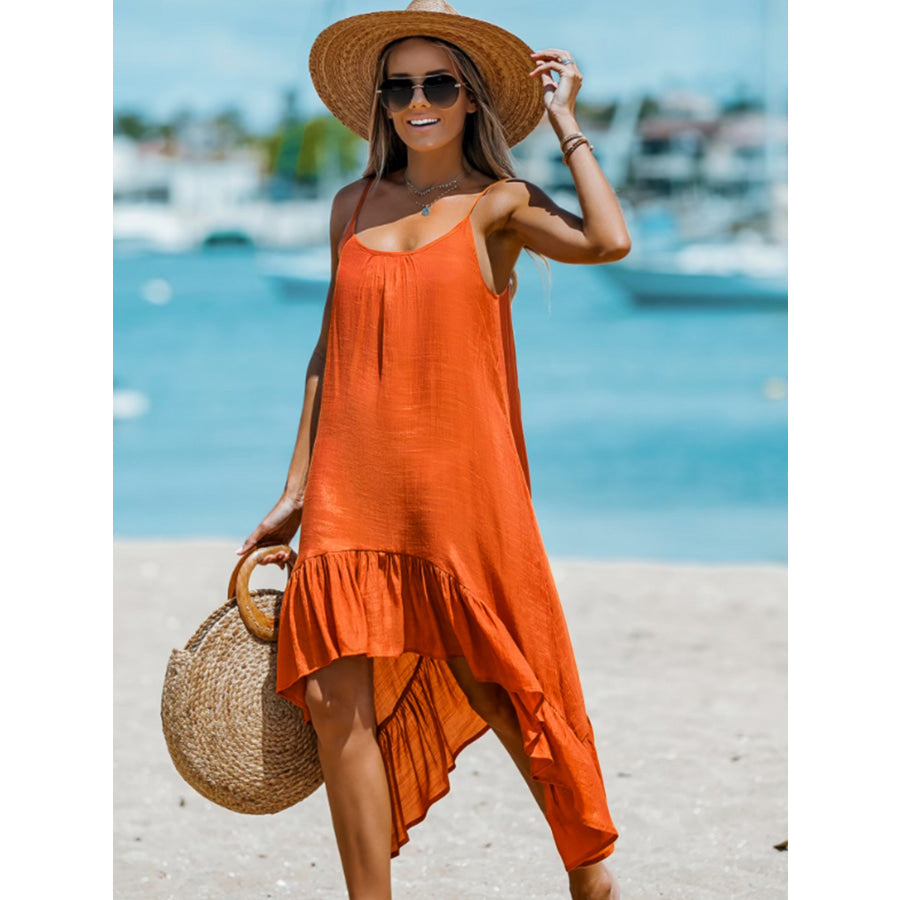 Ruffled Scoop Neck Sleeveless Dress Apparel and Accessories