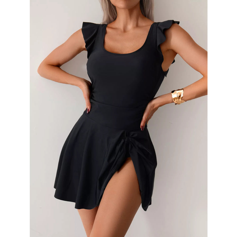 Ruffled Sleeve One-Piece Swim Dress Apparel and Accessories