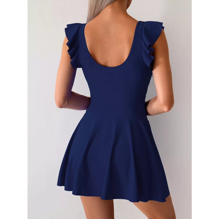 Ruffled Sleeve One-Piece Swim Dress Apparel and Accessories