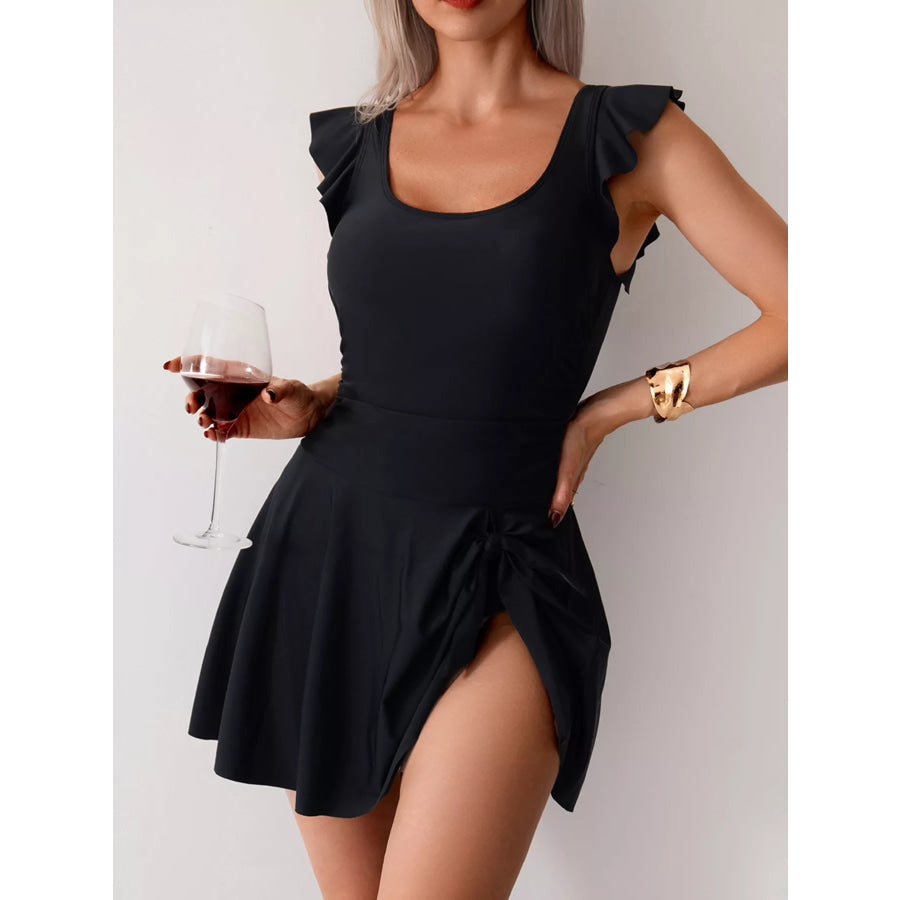 Ruffled Sleeve One-Piece Swim Dress Apparel and Accessories