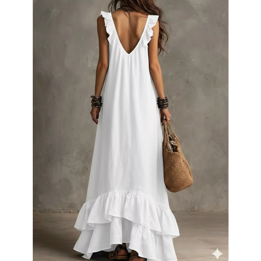 Ruffled Sleeveless Maxi Dress Apparel and Accessories