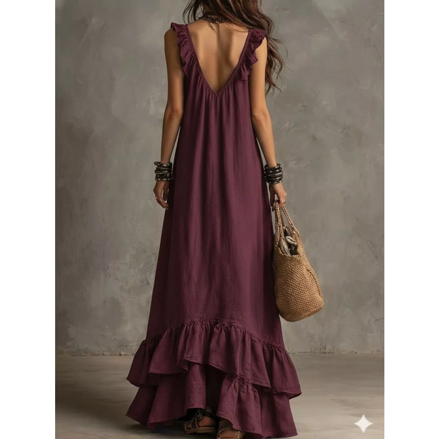 Ruffled Sleeveless Maxi Dress Apparel and Accessories
