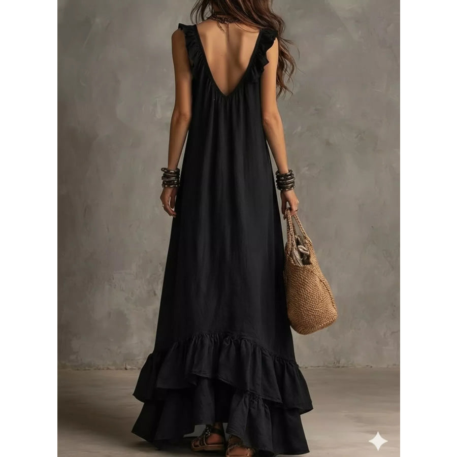 Ruffled Sleeveless Maxi Dress Apparel and Accessories