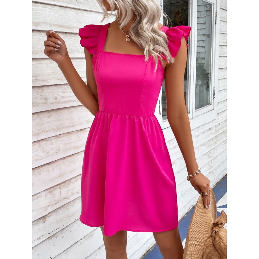 Ruffled Square Neck Dress