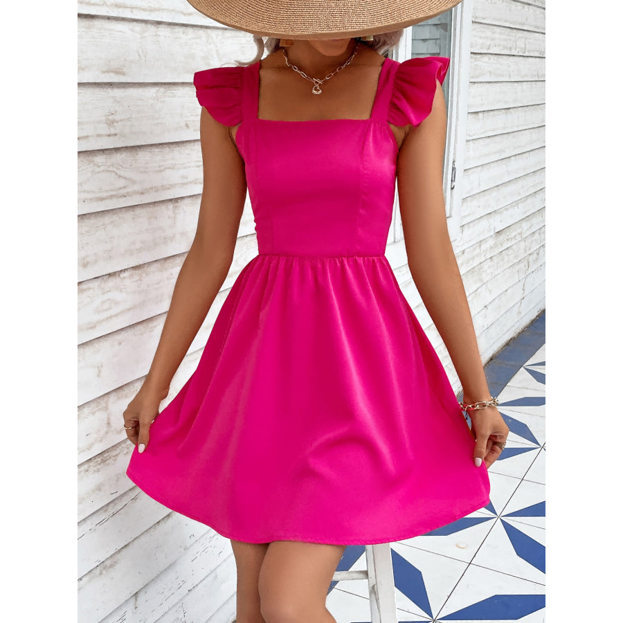 Ruffled Square Neck Dress