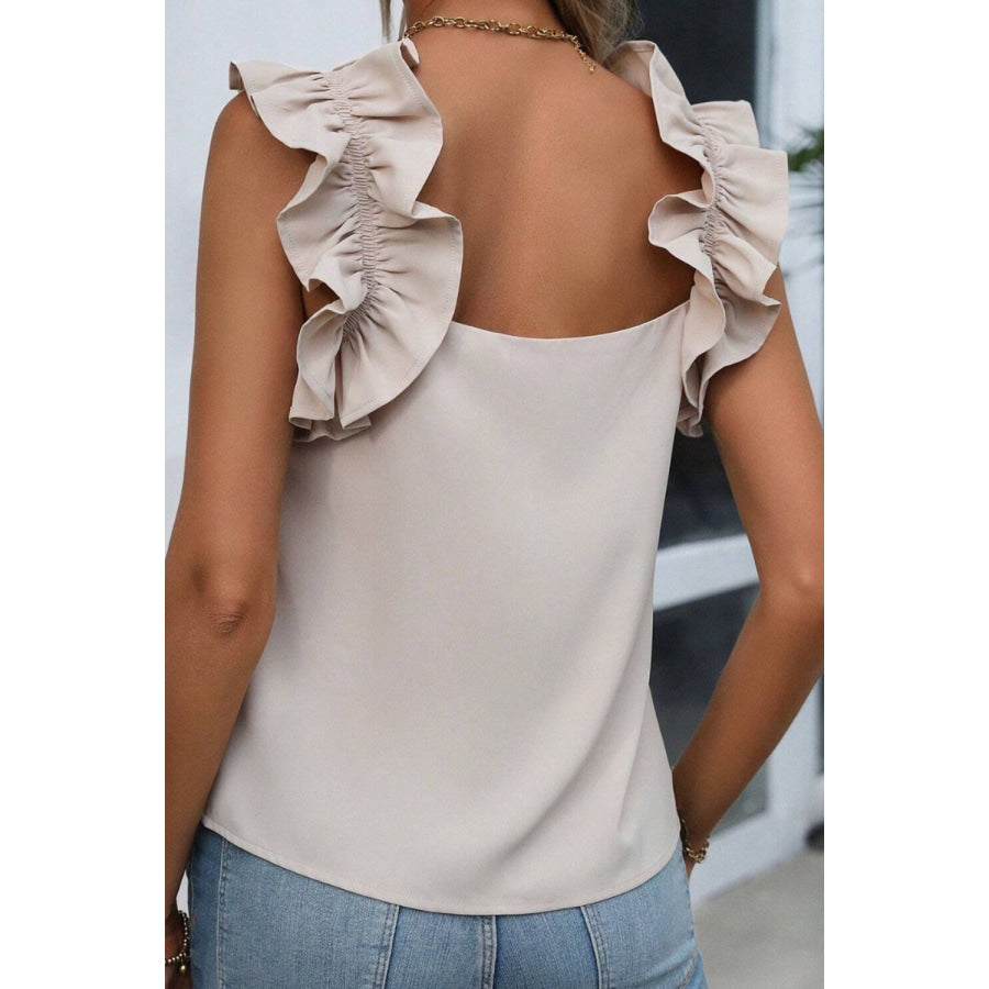 Ruffled Square Neck Tank Apparel and Accessories