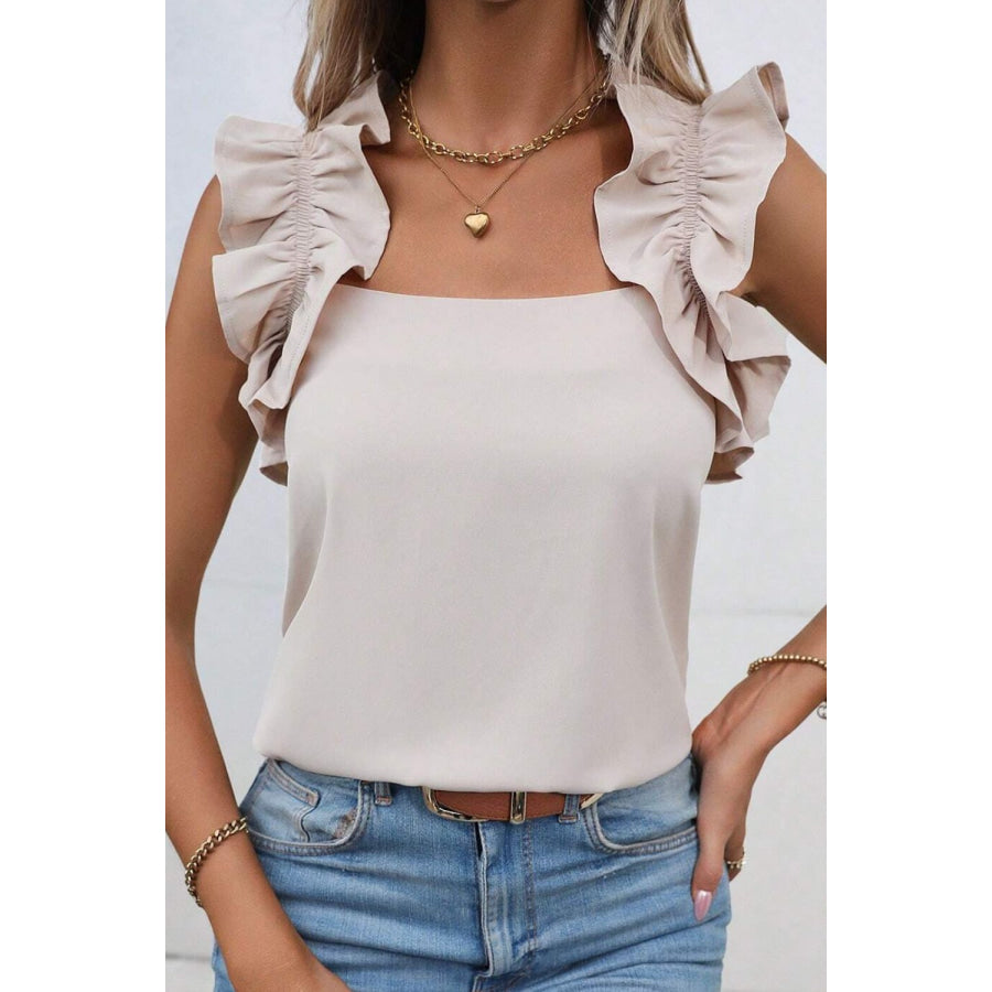 Ruffled Square Neck Tank Apparel and Accessories