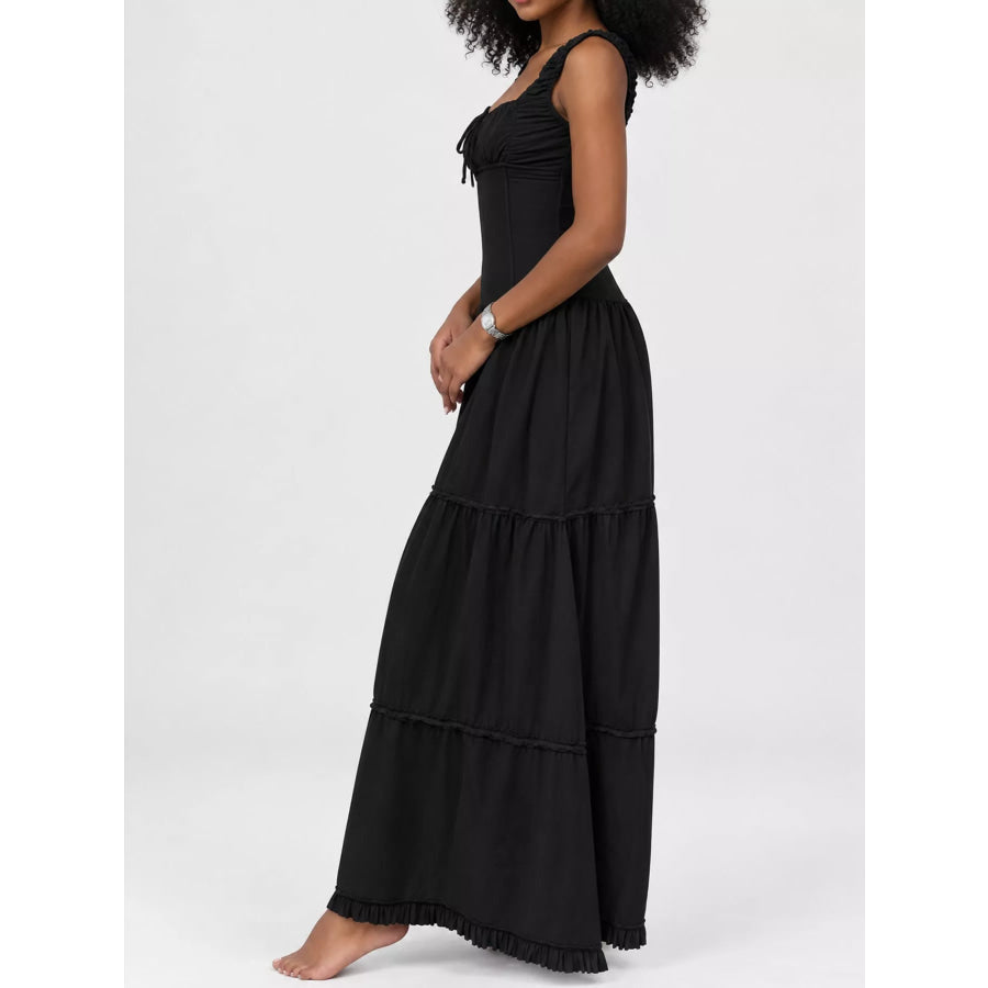 Ruffled Square Neck Tiered Maxi Dress Apparel and Accessories