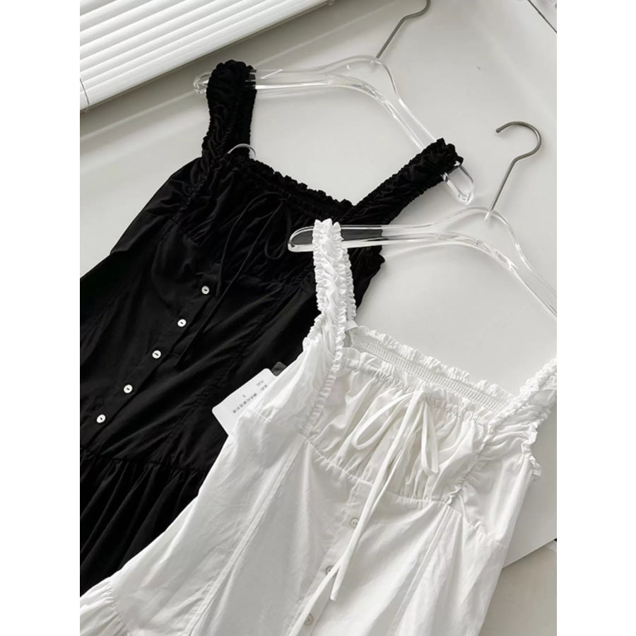 Ruffled Square Neck Tiered Maxi Dress Apparel and Accessories