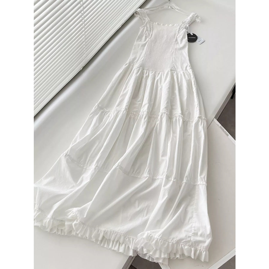 Ruffled Square Neck Tiered Maxi Dress Apparel and Accessories