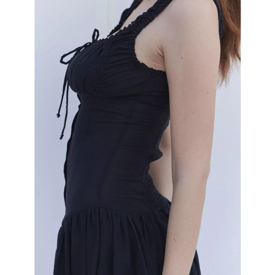 Ruffled Square Neck Tiered Maxi Dress Apparel and Accessories