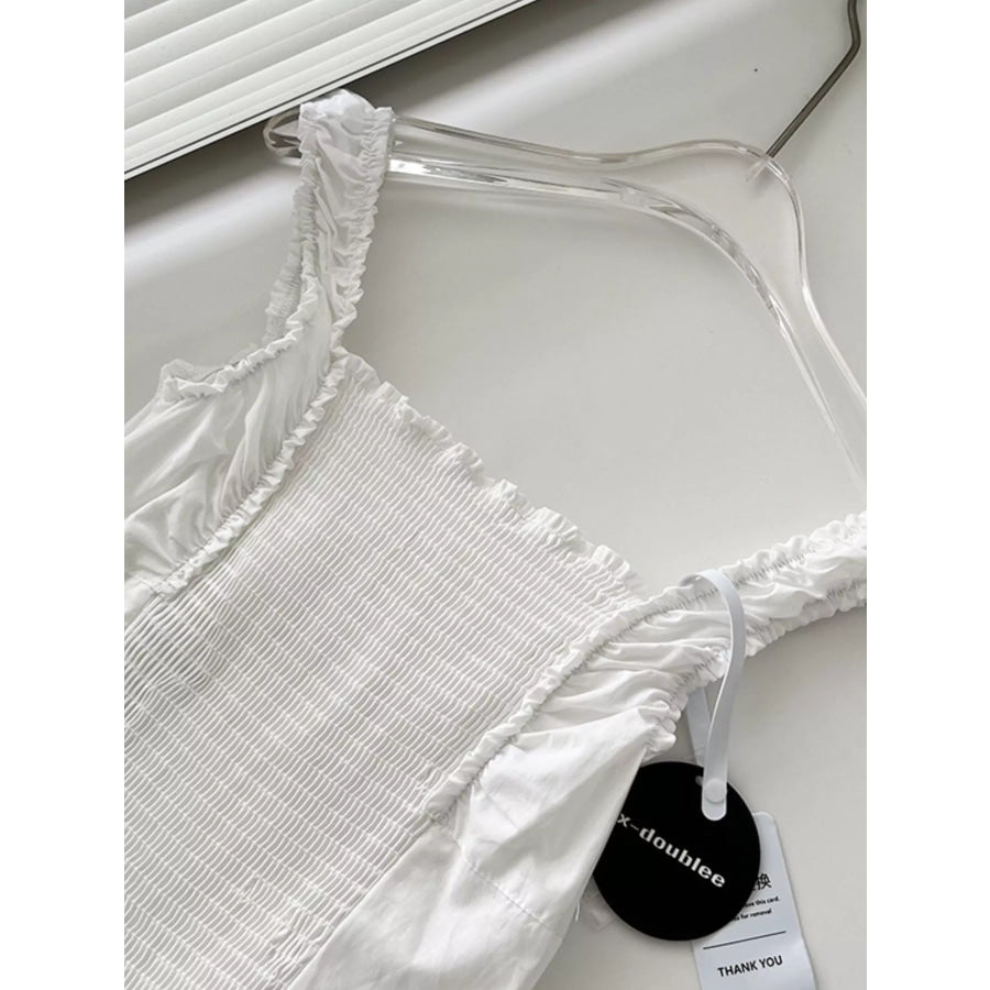 Ruffled Square Neck Tiered Maxi Dress Apparel and Accessories