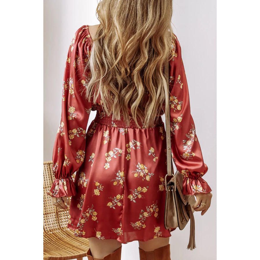 Ruffled Surplice Flounce Sleeve Mini Dress Apparel and Accessories