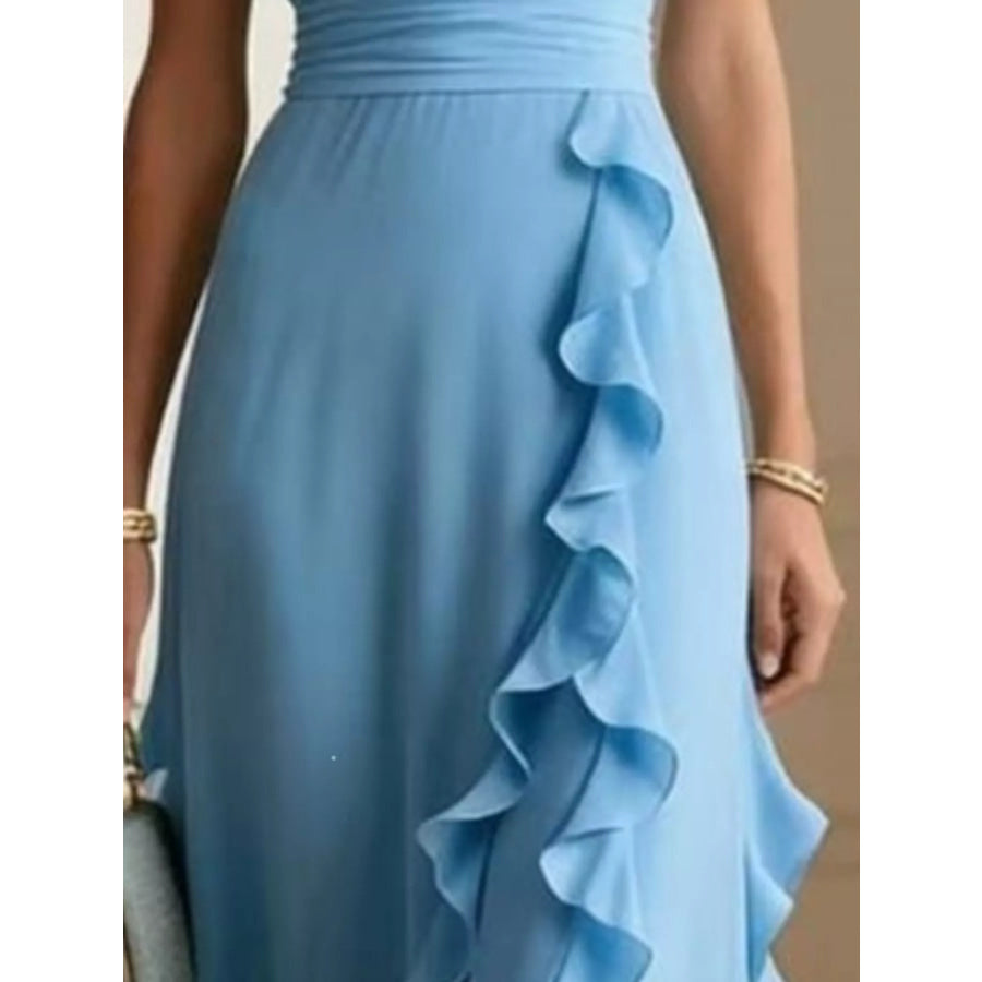 Ruffled Surplice Maxi Dress Apparel and Accessories