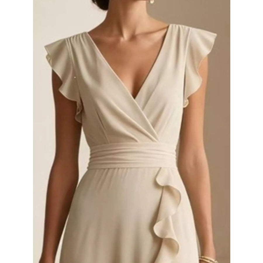 Ruffled Surplice Maxi Dress Apparel and Accessories