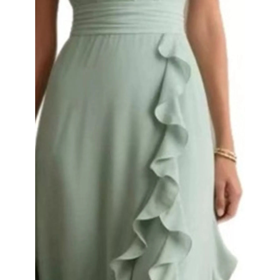 Ruffled Surplice Maxi Dress Apparel and Accessories
