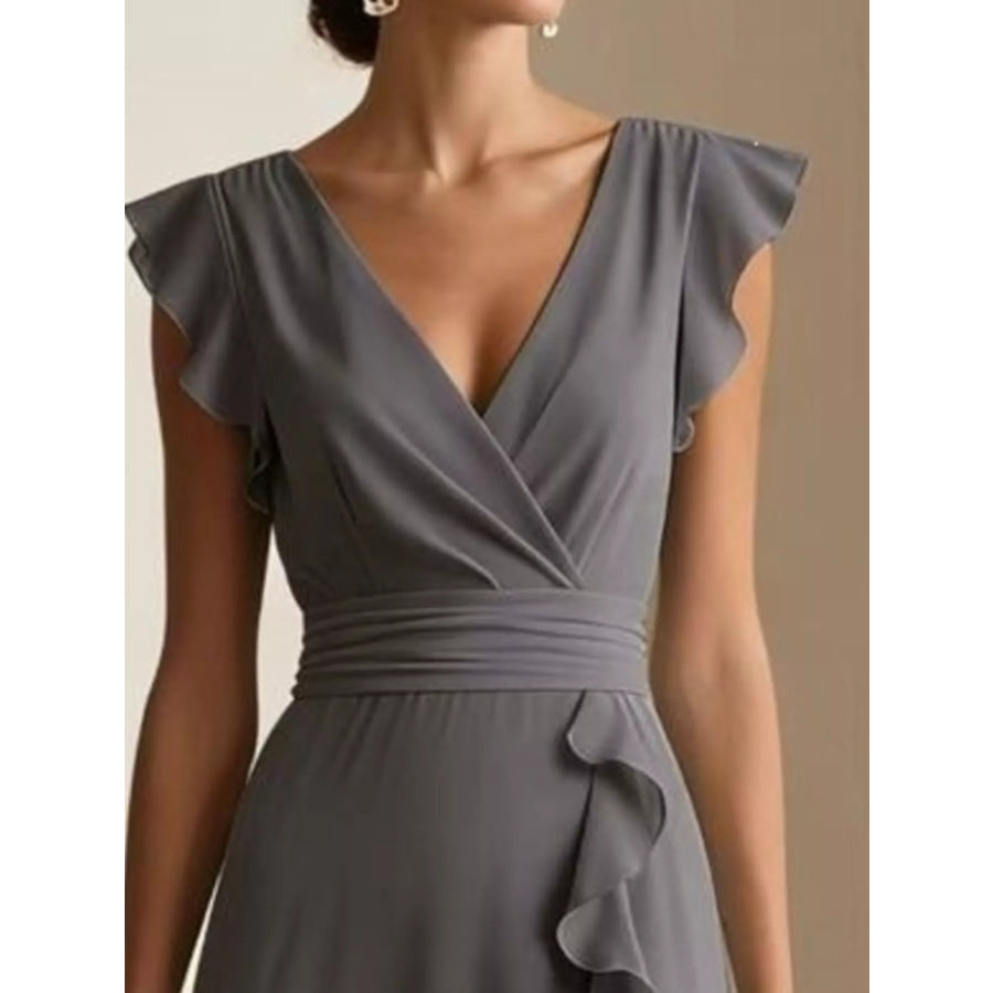 Ruffled Surplice Maxi Dress Apparel and Accessories