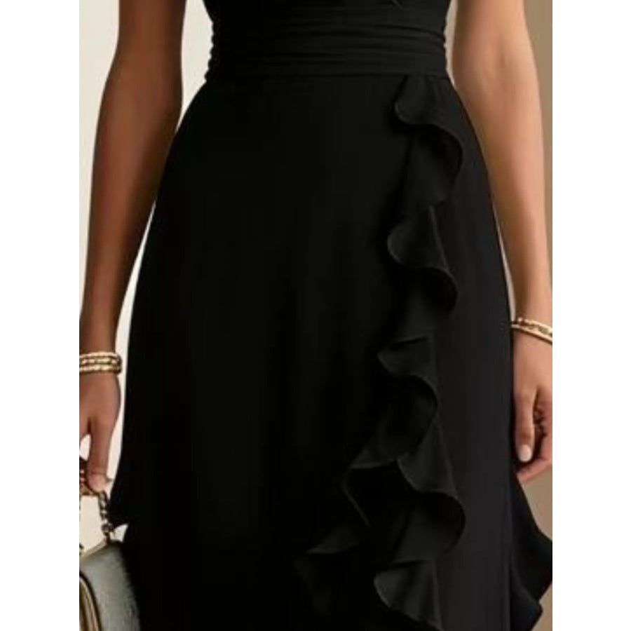 Ruffled Surplice Maxi Dress Apparel and Accessories