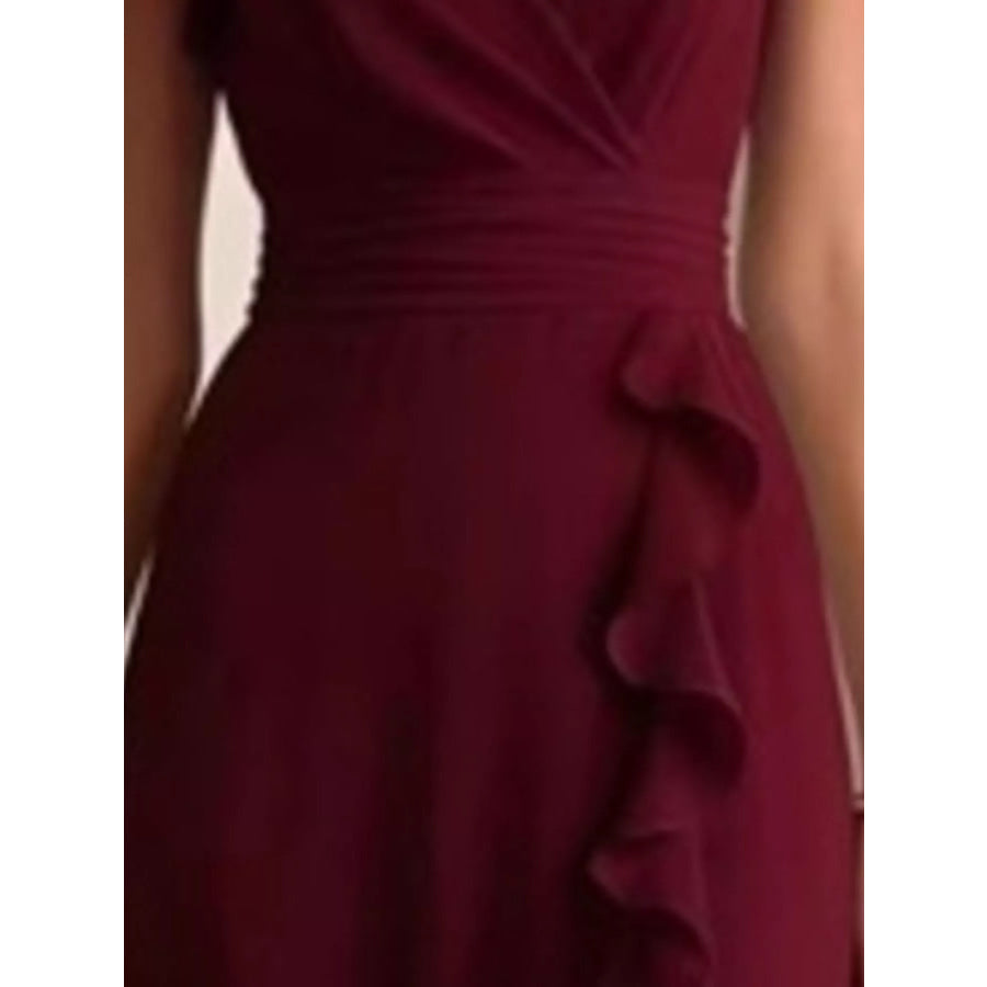 Ruffled Surplice Maxi Dress Apparel and Accessories