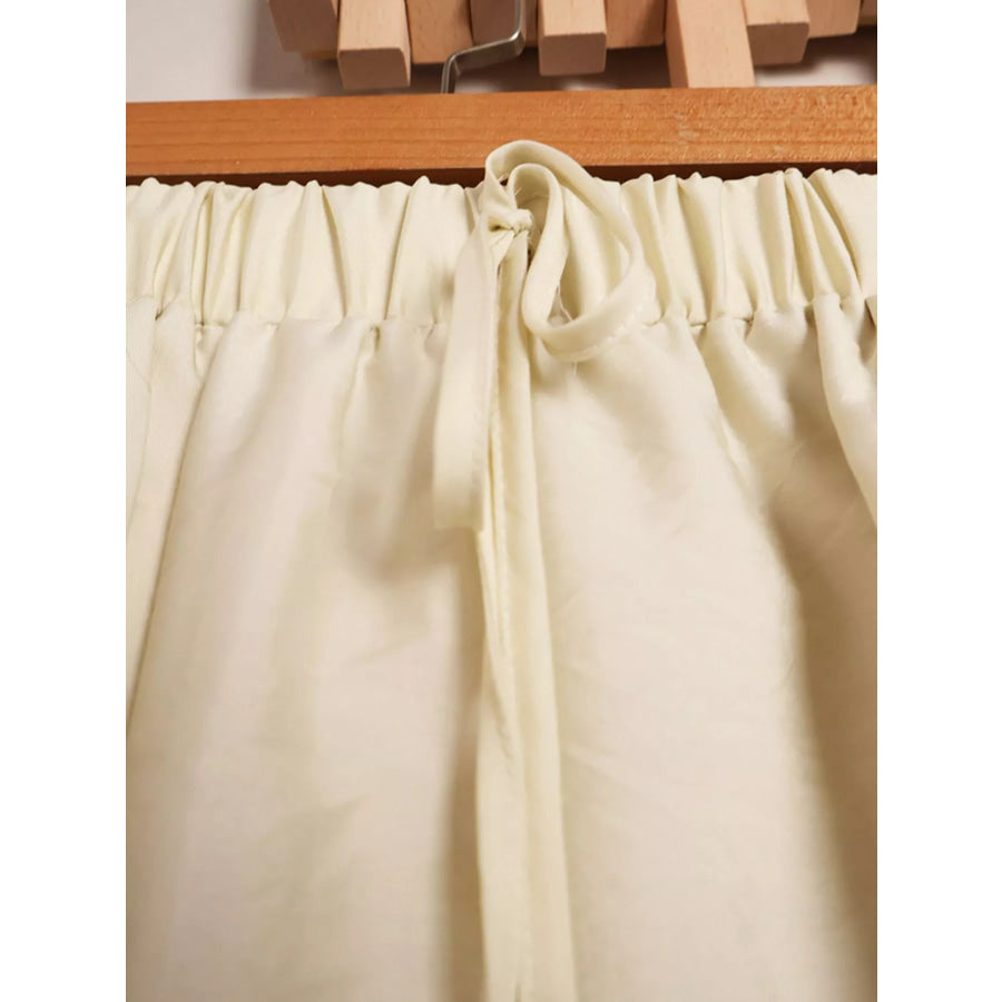 Ruffled Tie Front Blouse and Shorts Set Apparel and Accessories