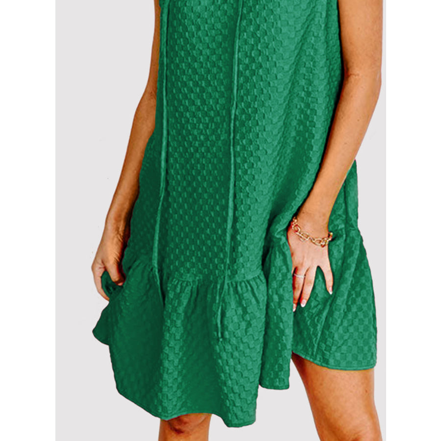 Ruffled Tie Neck Cap Sleeve Dress Apparel and Accessories