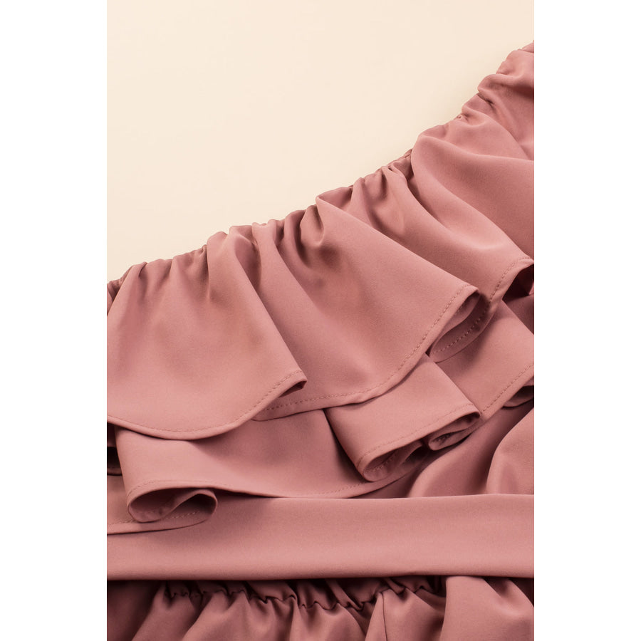 Ruffled Tied One - Shoulder Jumpsuit Apparel and Accessories