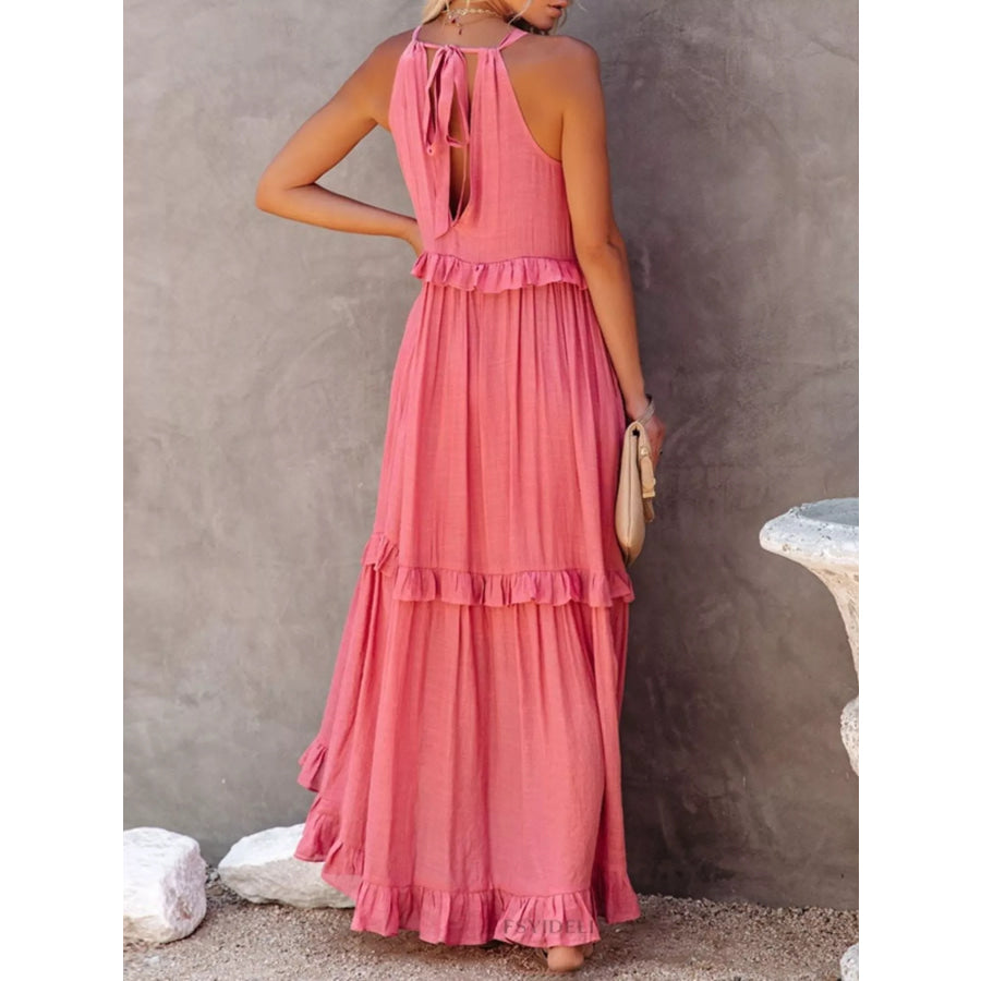 Ruffled Tiered Sleeveless Maxi Dress Apparel and Accessories