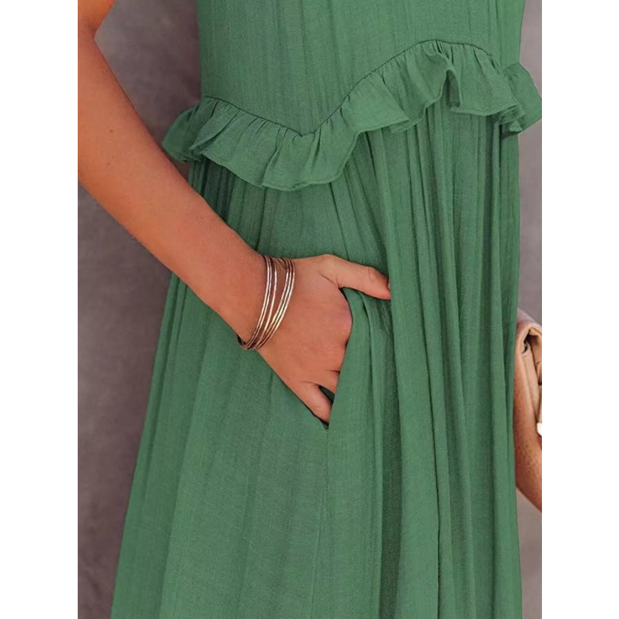 Ruffled Tiered Sleeveless Maxi Dress Apparel and Accessories