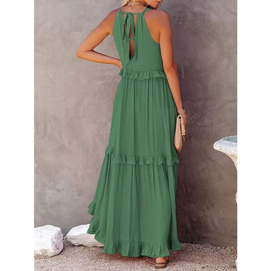 Ruffled Tiered Sleeveless Maxi Dress Apparel and Accessories