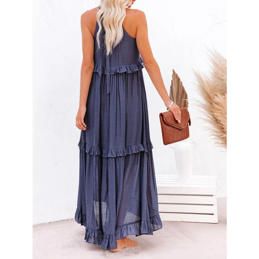 Ruffled Tiered Sleeveless Maxi Dress Apparel and Accessories