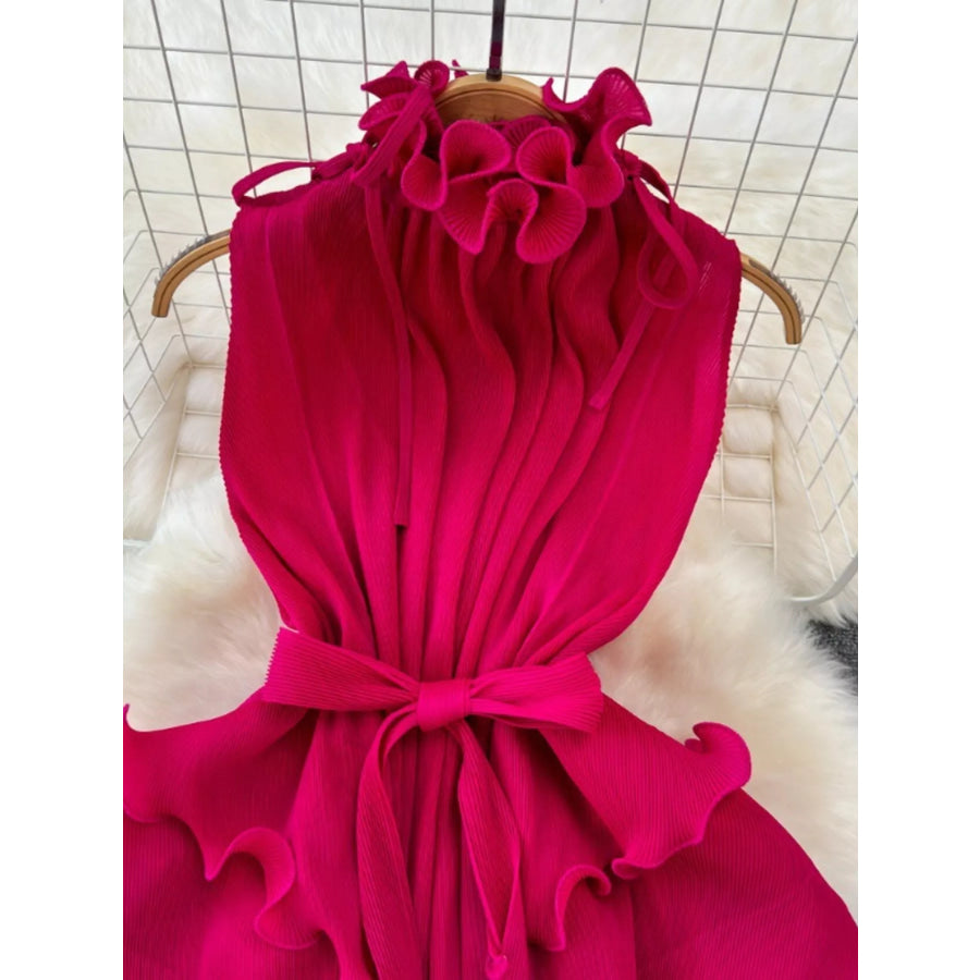 Ruffled Tiered Sleeveless Midi Dress Apparel and Accessories