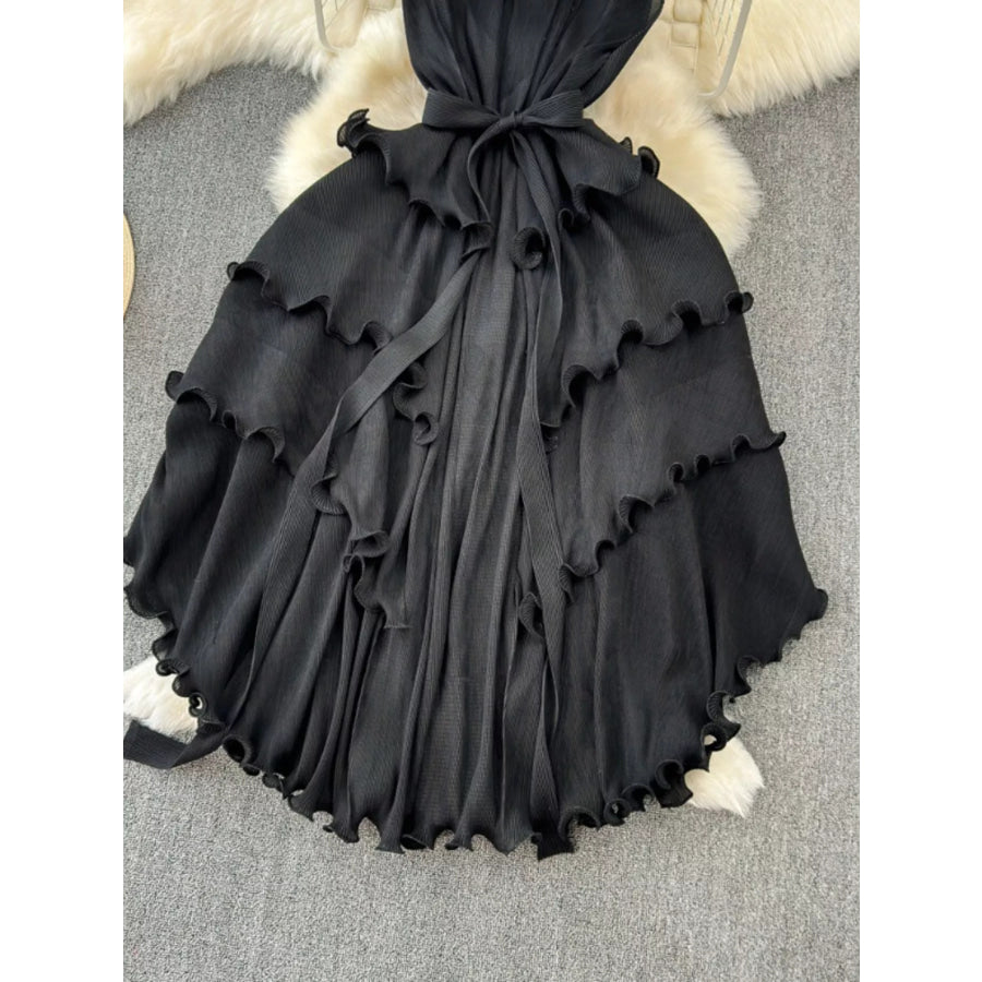 Ruffled Tiered Sleeveless Midi Dress Apparel and Accessories