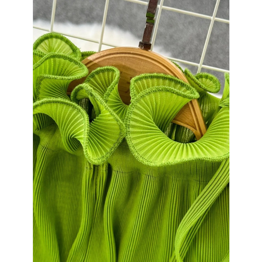 Ruffled Tiered Sleeveless Midi Dress Apparel and Accessories