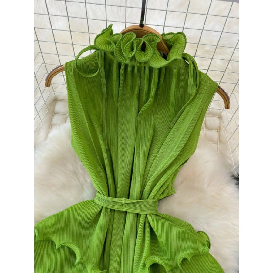Ruffled Tiered Sleeveless Midi Dress Apparel and Accessories
