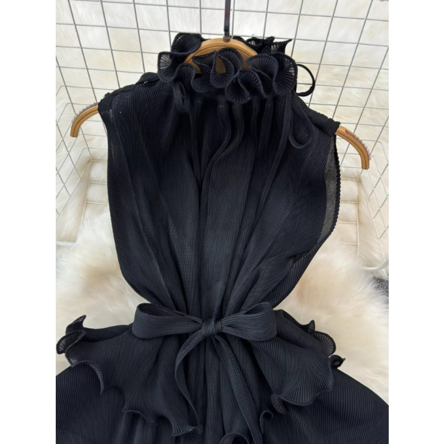 Ruffled Tiered Sleeveless Midi Dress Apparel and Accessories