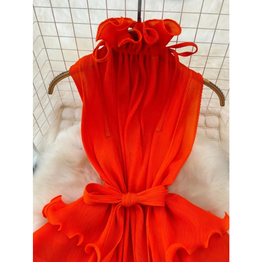 Ruffled Tiered Sleeveless Midi Dress Apparel and Accessories