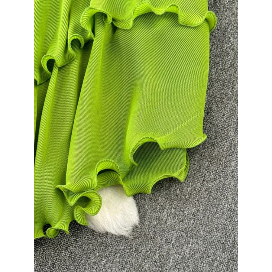 Ruffled Tiered Sleeveless Midi Dress Apparel and Accessories