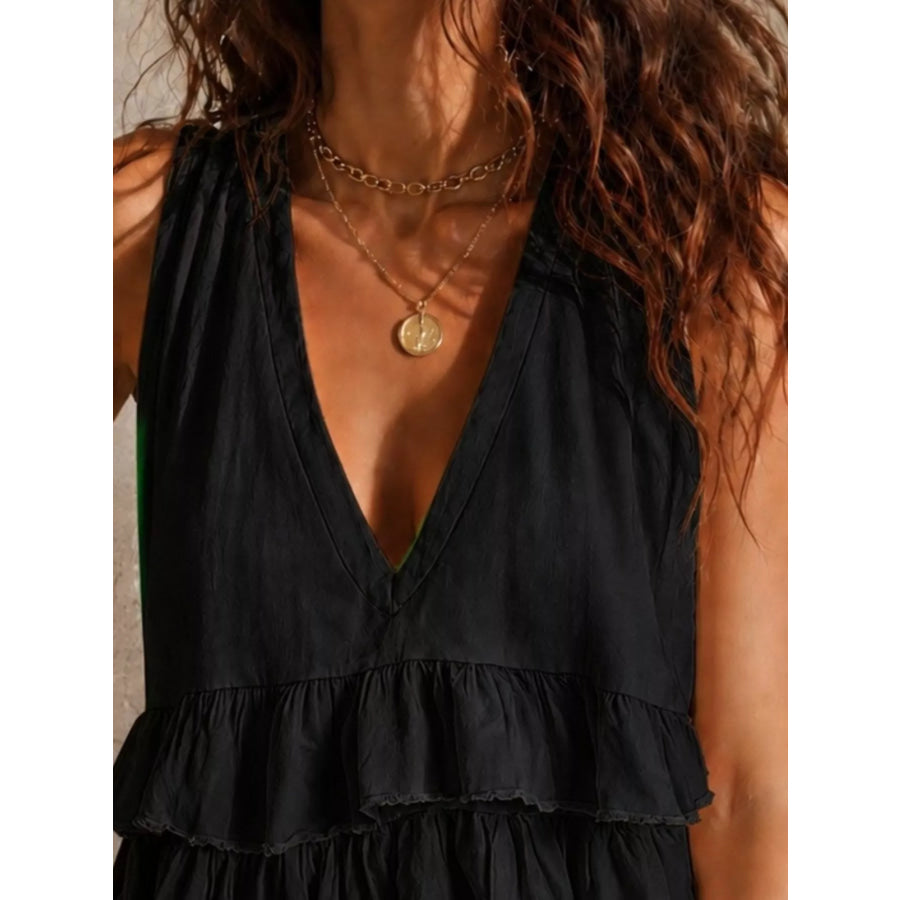 Ruffled V-Neck Sleeveless Top Apparel and Accessories