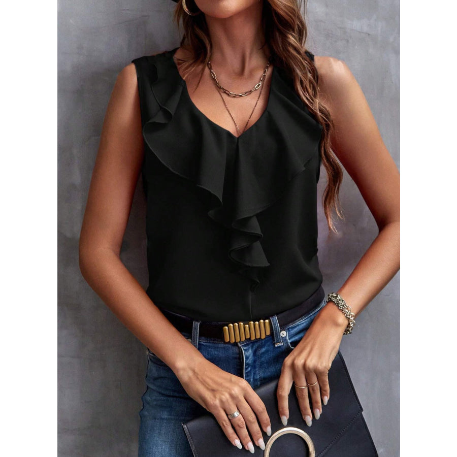 Ruffled V-Neck Tank Apparel and Accessories