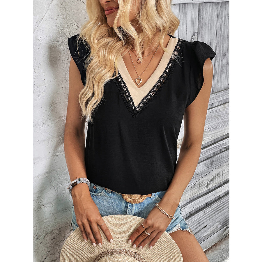 Ruffled V - Neck Tank Apparel and Accessories