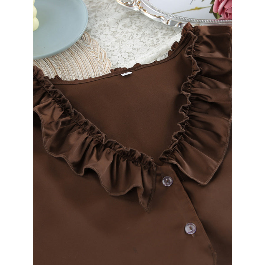 Ruffled V-Neck Top and Shorts Set Apparel and Accessories