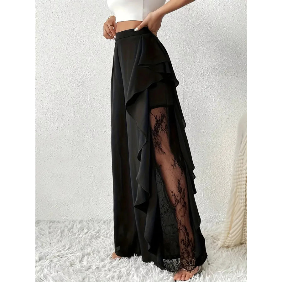Ruffled Wide Leg Pants Apparel and Accessories