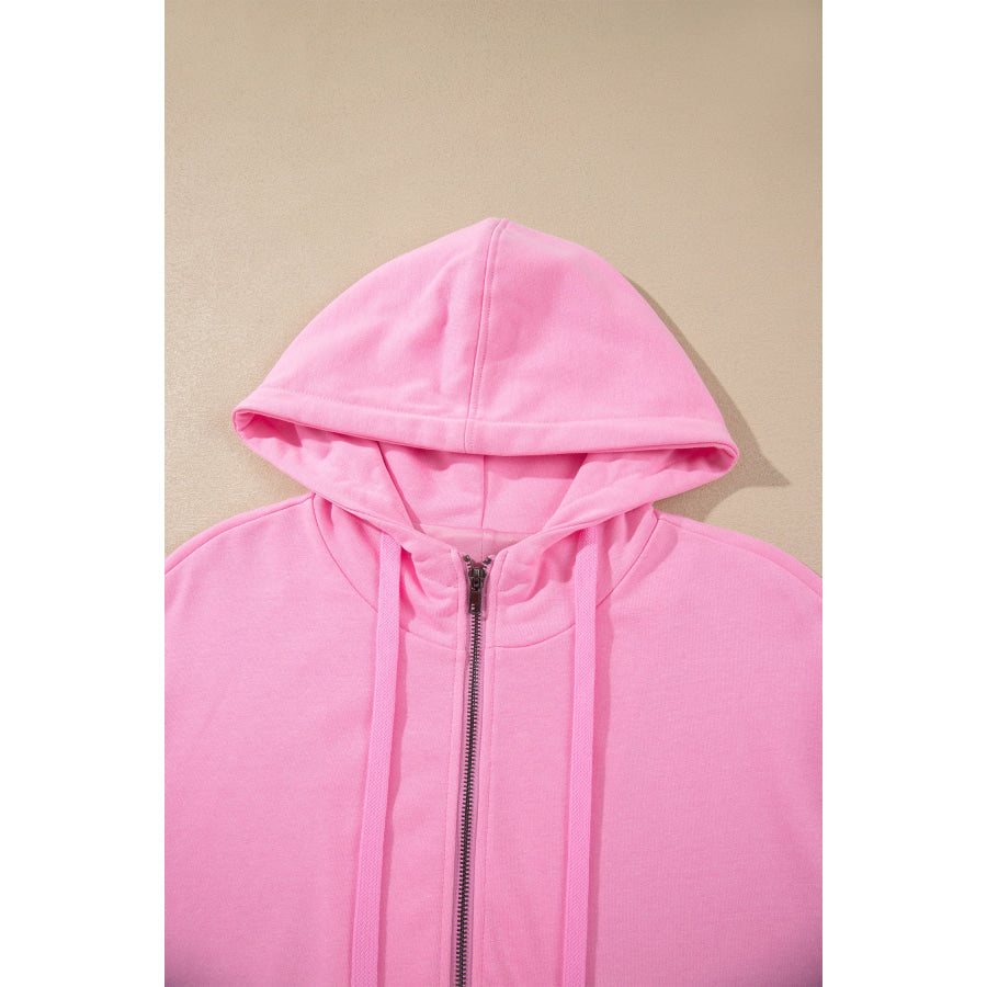 Sachet Pink Zip-up One Piece Long Sleeve Hoodie Tops/Sweatshirts & Hoodies