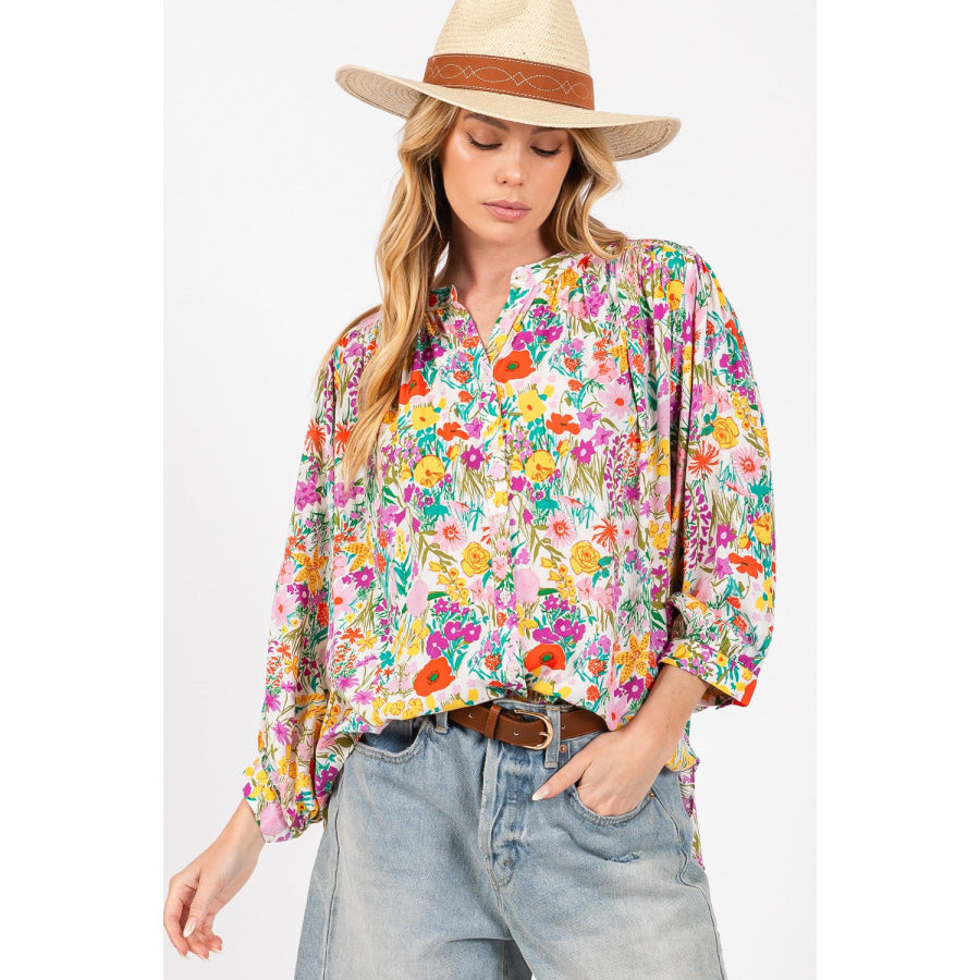 SAGE + FIG Button Down Floral Shirt Apparel and Accessories