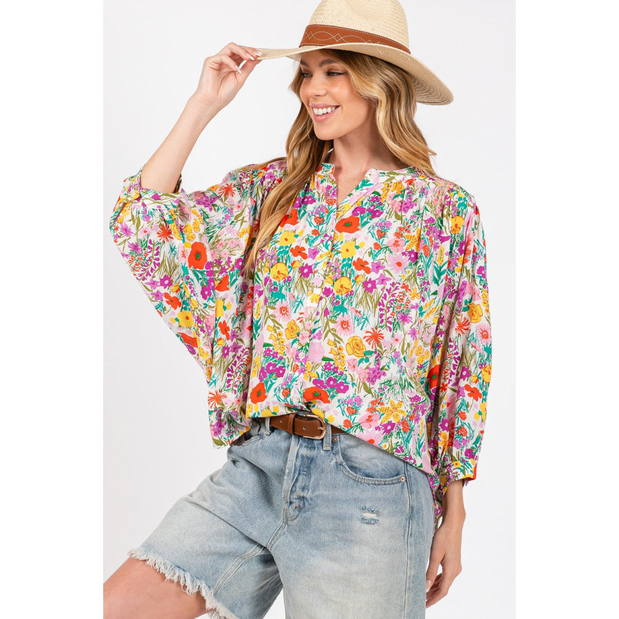 SAGE + FIG Button Down Floral Shirt MULTI / S Apparel and Accessories