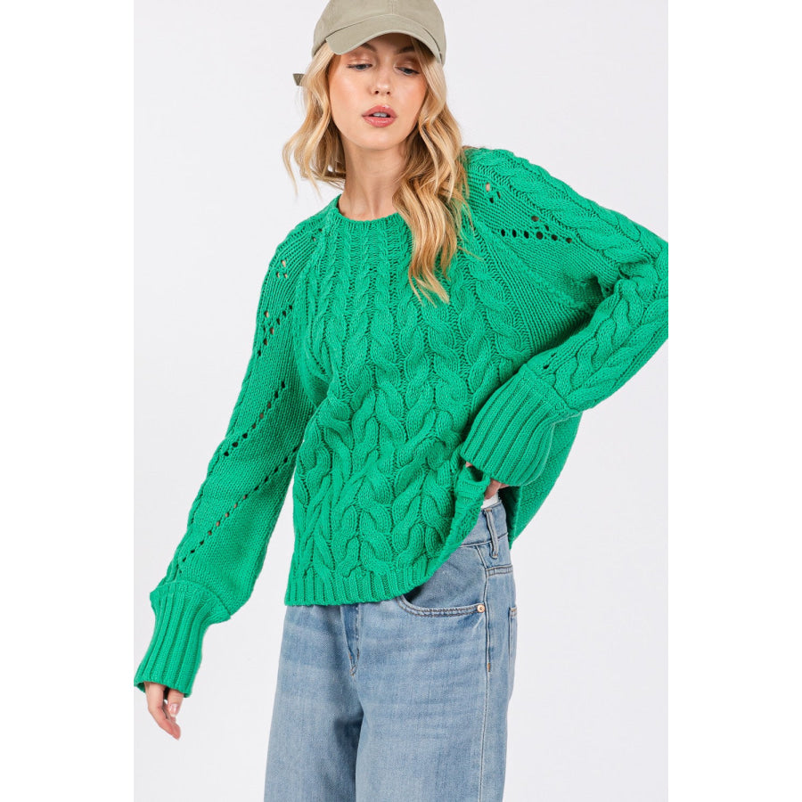 SAGE + FIG Cable-Knit Long Sleeve Sweater Apparel and Accessories